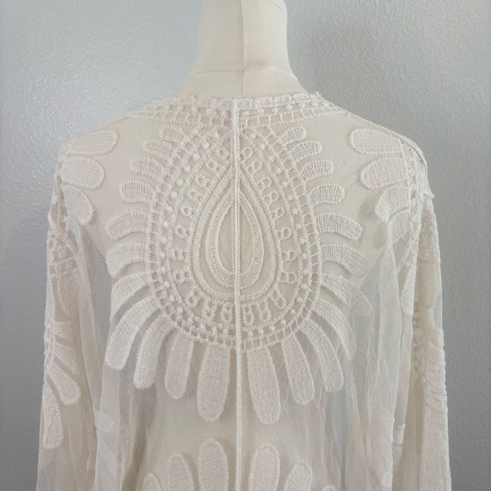 Everleigh Embroidered Sheer Lace inspired Kimono Duster 2X – Feminine Boho - Picture 8 of 15